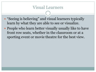 Understanding your learning styles | PPTX