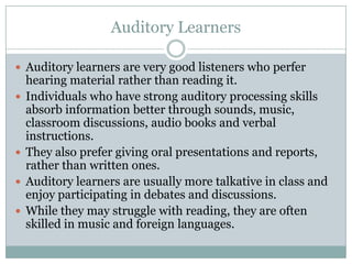 Understanding your learning styles | PPTX