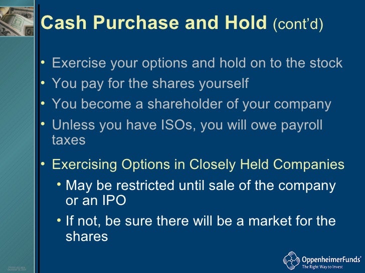 Explain exercising stock options