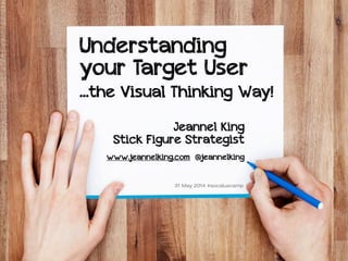 #socaluxcamp @jeannelking
Understanding
your Target User
...the Visual Thinking Way!
Jeannel King
Stick Figure Strategist
www.jeannelking.com @jeannelking
31 May 2014 #socaluxcamp
 