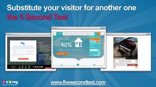 Substitute your visitor for another one
the 5 Second Test
www.fivesecondtest.com
 