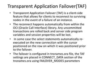 Transparent Failover Understand oracle real application cluster | PPTX