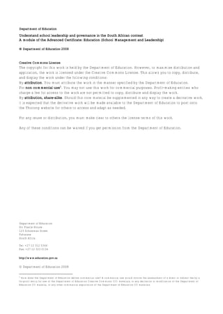 Understand school leadership and governance in the South African ...