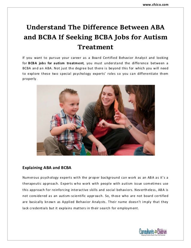 Understand The Difference Between ABA and BCBA If Seeking BCBA Jobs f…