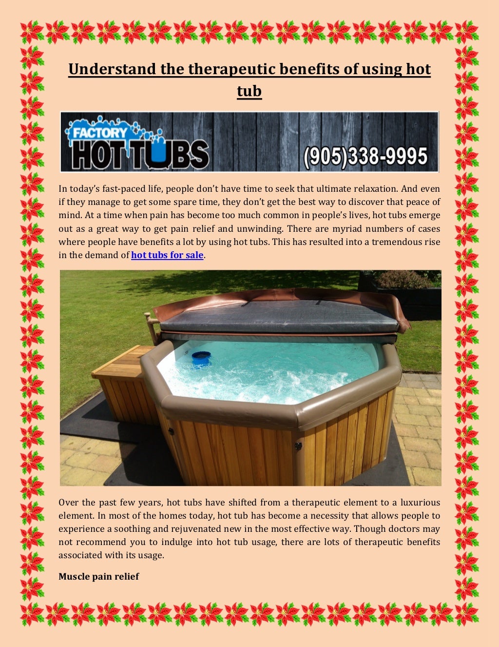 Understand the therapeutic benefits of using hot tub