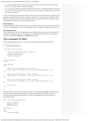 Understand when to use user defined functions in sql server tech ...