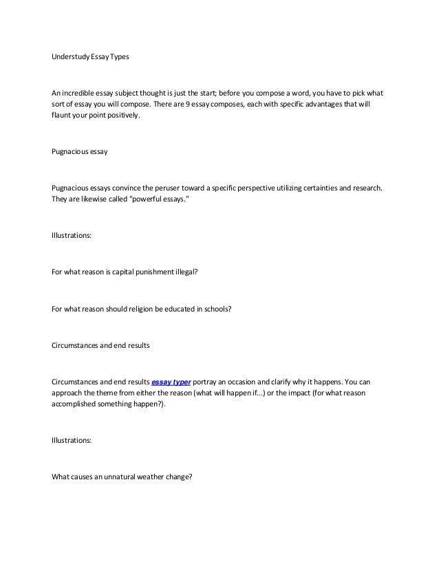 understudy essay types essay typers