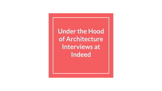 Under the Hood
of Architecture
Interviews at
Indeed
 