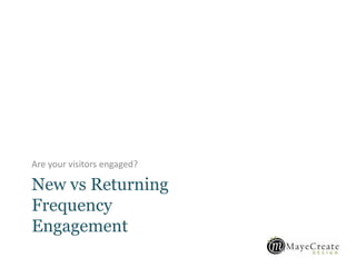 New vs Returning
Frequency
Engagement
Are your visitors engaged?
 