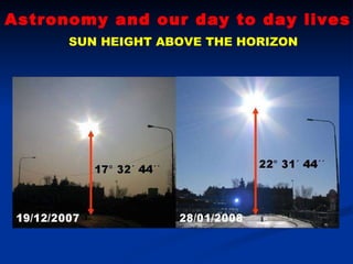 Astronomy and our day to day lives SUN HEIGHT ABOVE THE HORIZON  