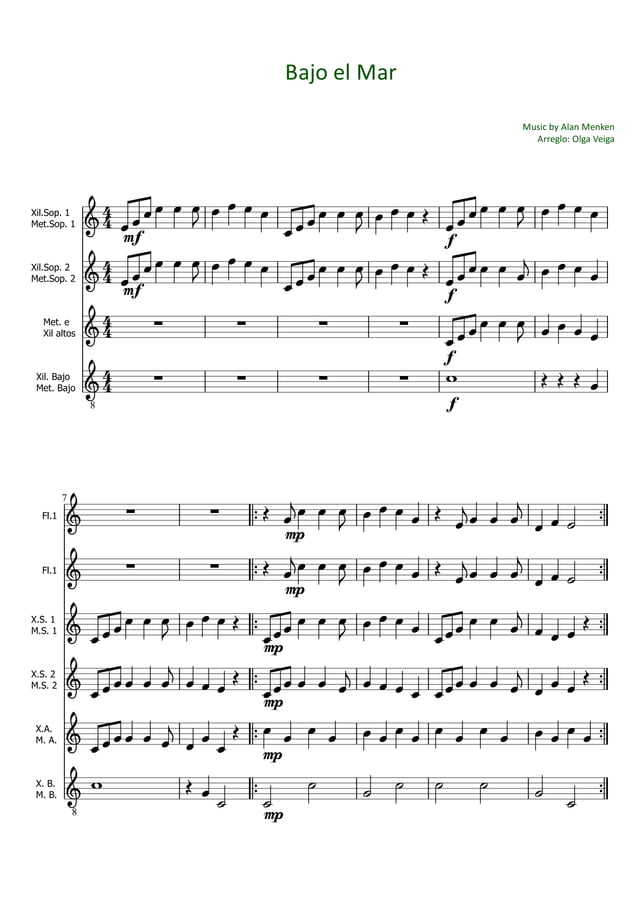 "Under the sea" The Little Mermaid Flutes PDF