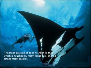 The most beloved of food to Allah is that which is touched by many hands (i.e., shared among many people). 