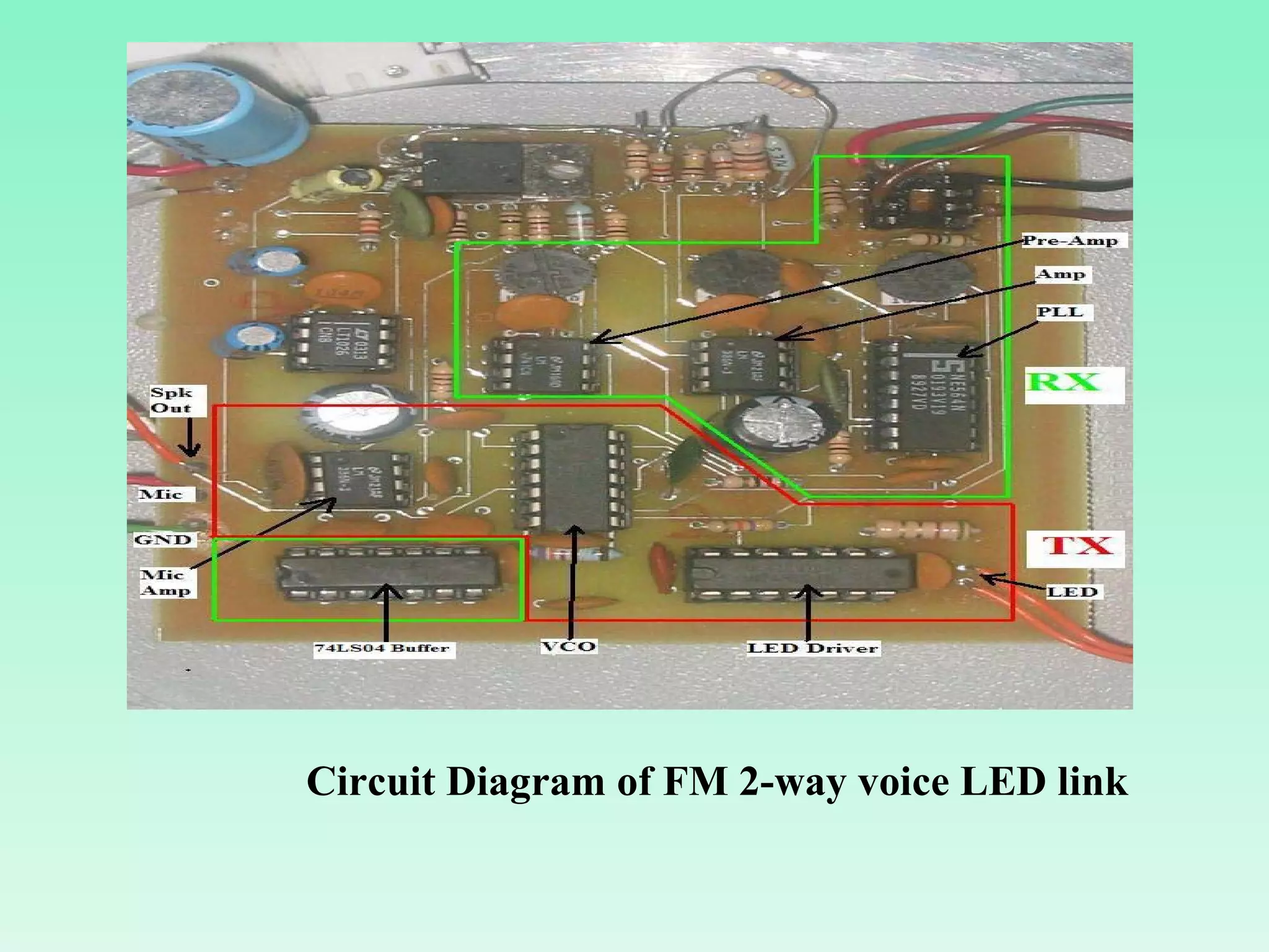 Circuit Diagram of FM 2-way voice LED link 