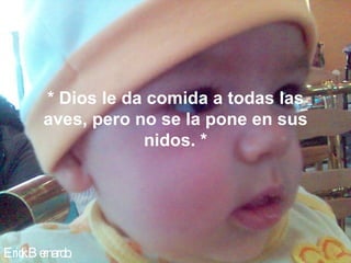* Dios le da comida a todas las
      aves, pero no se la pone en sus
                  nidos. *




Eric B e
   k rnardo.
 