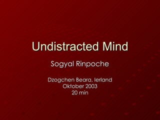 Undistracted Mind
   Sogyal Rinpoche

  Dzogchen Beara, Ierland
      Oktober 2003
         20 min
 