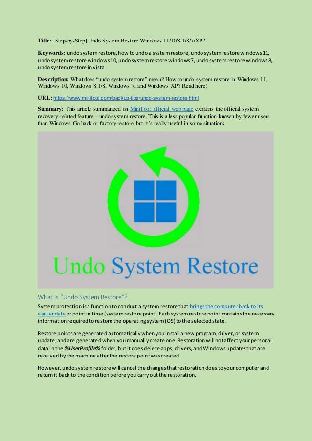 How to undo system restore kumwa