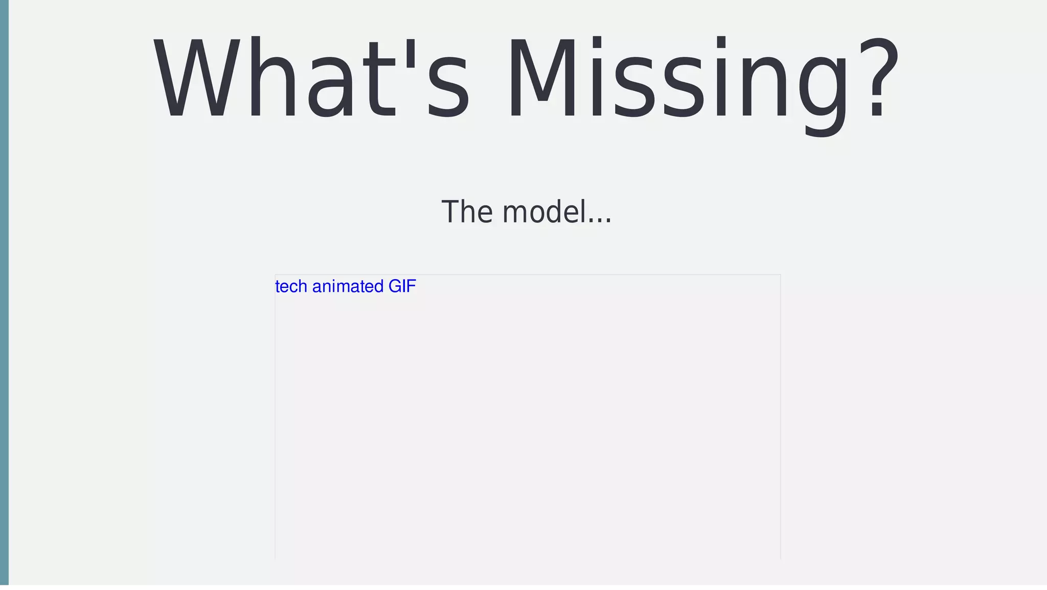 What's	Missing?
The	model...
tech	animated	GIF
 