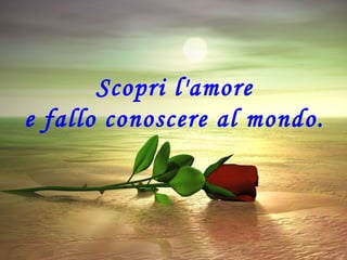 Scopri l'amore
e fallo conoscere al mondo.
 