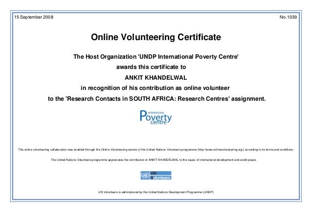 united nations online volunteering certificate volunteer certificate