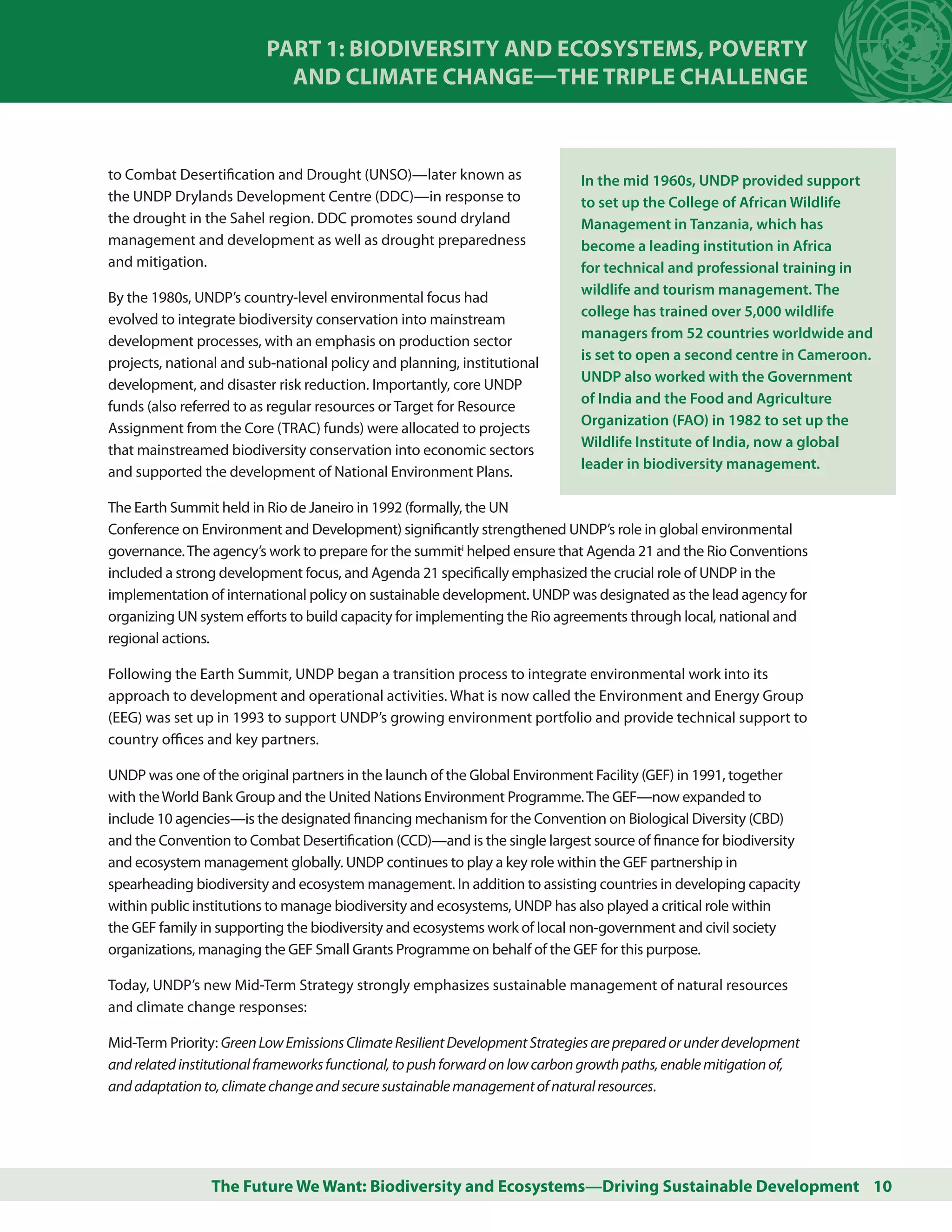 Undp Framework Undp biodiversity-and-ecosystems-global-framework-2012-2020 | PDF