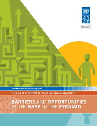 Empowered lives.
Resilient nations.
The Role of the Private Sector in Inclusive Development
United Nations Development Programme
barriers and opportunities
AT the base of the pyramid
 