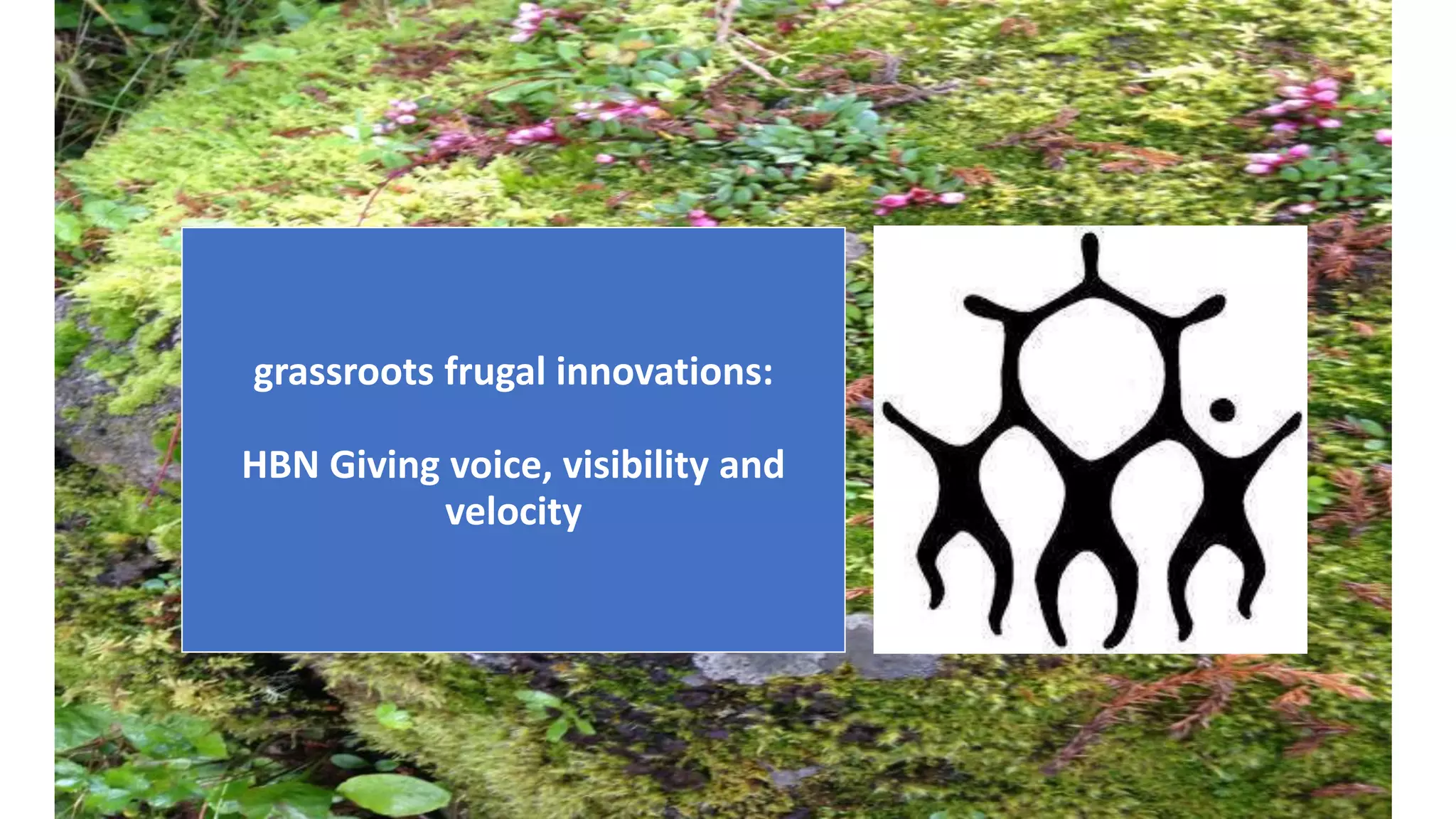 grassroots frugal innovations:
HBN Giving voice, visibility and
velocity
 
