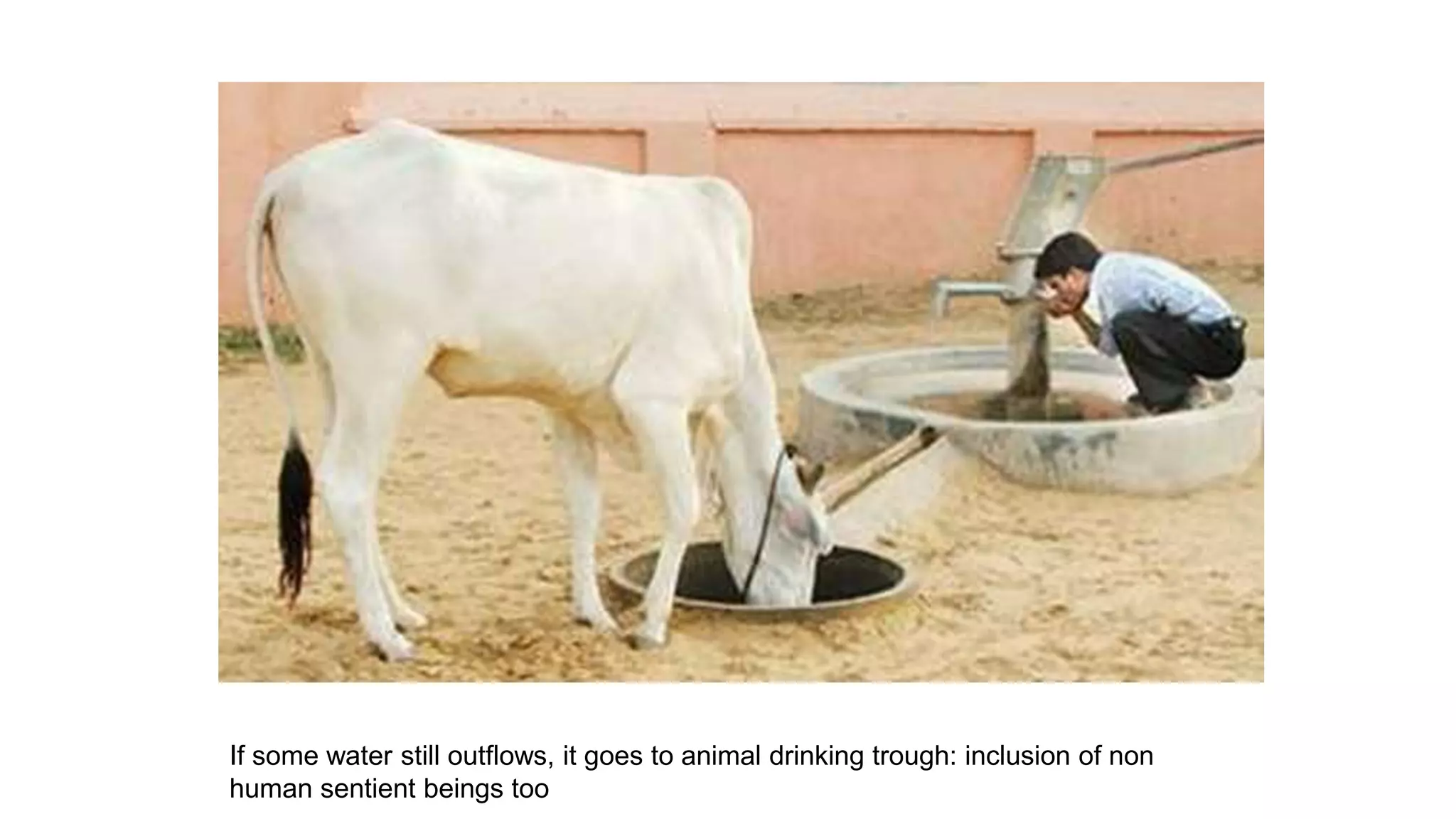 If some water still outflows, it goes to animal drinking trough: inclusion of non
human sentient beings too
 