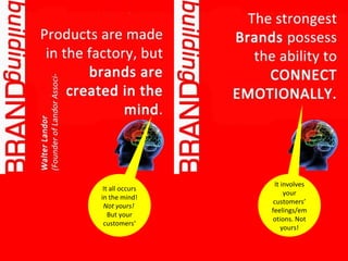It all occurs in the mind!  Not yours!   But your customers‘ It involves your customers’ feelings/emotions. Not yours! 