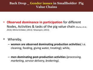 Gender in Smallholder Pig Value Chains—ILRI approach Uganda