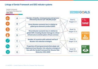© UNDRR – United Nations Office for Disaster Risk Reduction
Linkage of Sendai Framework and SDG indicator systems
 