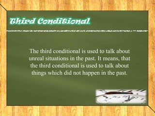 This is the example:If I were a king, I would live in a palace. Cause                   ConsequenceAs you can see, second conditional is form by the subordinate clause in simple past and the main clause with would or another modal verb + verb.Second Conditional.