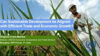 © Copyright 2015 United Nations Economic Commission for Europe.
Can Sustainable Development be Aligned
with Efficient Trade and Economic Growth?
Virginia Cram-Martos
Director, UNECE Economic Cooperation and Trade Division
Shanghai, GFP Forum, 1st June
 