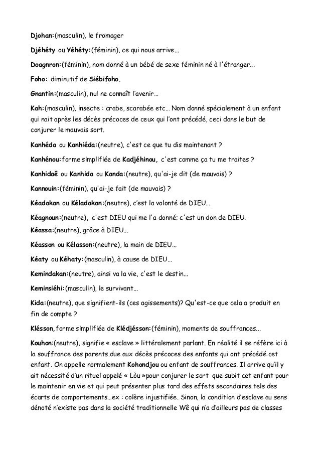 Quelques Prenoms Chez Les We Wobe Ouest De La Cote D Ivoire