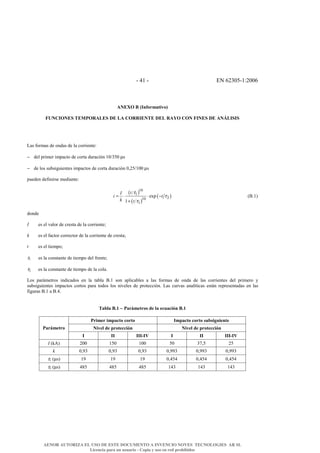 & F&98&F& '!&1/D0EF8G/001&
J"!gS#G#>?3B-,K4.1a-A#
&
W"@?S"!N#I!Z+SOJM!N#T!#MJ#@SOO?!"I!#T!M#OJYS#@S"#?"!N#T!#J"^M?N?N#
&
&
&
&
N@;&S.-J@;&M+&.>M@;&M+&B@&T.--<+>I+G&
&
−& M+B&?-<J+-&<J?@TI.&M+&T.-I@&MK-@T<=>&80QDE0&µ;&
&
−& M+&B.;&;K,;<PK<+>I+;&<J?@TI.;&M+&T.-I@&MK-@T<=>&0U/EQ800&µ;&
&
?K+M+>&M+S<><-;+&J+M<@>I+G&
&
&
( )
( )
( )
80
8
/80
8
& & &&+[?&
8
4/
7 4
U 4
τ
τ
τ
= ⋅ ⋅ −
+
& C]68H&
&
M.>M+&&
&
/(& +;&+B&X@B.-&M+&T-+;I@&M+&B@&T.--<+>I+7&
&
U(( +;&+B&S@TI.-&T.--+TI.-&M+&B@&T.--<+>I+&M+&T-+;I@7&
&
4&& +;&+B&I<+J?.7&
&
τ8& +;&B@&T.>;I@>I+&M+&I<+J?.&M+B&S-+>I+7&
&
τ/& +;&B@&T.>;I@>I+&M+&I<+J?.&M+&B@&T.B@6&
&
N.;& ?@-OJ+I-.;& <>M<T@M.;& +>& B@& I@,B@& ]68& ;.>& @?B<T@,B+;& @& B@;& S.-J@;& M+& .>M@& M+& B@;& T.--<+>I+;& M+B& ?-<J+-.& W&
;K,;<PK<+>I+;& <J?@TI.;& T.-I.;& ?@-@& I.M.;& B.;& ><X+B+;& M+& ?-.I+TT<=>6& N@;& TK-X@;& @>@BYI<T@;& +;IO>& -+?-+;+>I@M@;& +>& B@;&
S<PK-@;&]68&@&]696&
&
&
I4h54#G<*#−#+4,UK/.,-9#D/#54#/0C40123#G<*#
&
+,1K/,#1K840.-#0-,.-# ?K840.-#0-,.-#9Ch91:C1/3./#
"1a/5#D/#8,-./00123# "1a/5#D/#8,-./00123#+4,UK/.,-#
?# ??# ???)?c# ?# ??# ???)?c#
/(Ci%H& /00& 8E0& 800& E0& DlUE& /E&
U( 0U5D& 0U5D& 0U5D& 0U55D& 0U55D& 0U55D&
τ8&Cµ;H( 85& 85& 85& 0U9E9& 0U9E9& 0U9E9&
τ/&Cµ;H( 9jE& 9jE& 9jE& 89D& 89D& 89D&
&
&
AENOR AUTORIZA EL USO DE ESTE DOCUMENTO A INVENCIO NOVES TECNOLOGIES AR SL
Licencia para un usuario - Copia y uso en red prohibidos
 