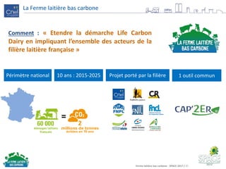 Ferme laitière bas carbone - SPACE 2017 / 37
La Ferme laitière bas carbone
Périmètre national Projet porté par la filière
...
