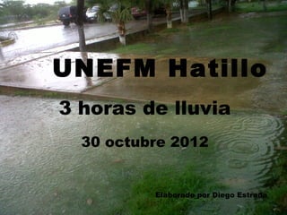 UNEFM Hatillo
3 horas de lluvia
  30 octubre 2012


          Elaborado por Diego Estrada
 