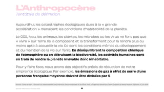 Tentative de définition
L’Anthropocène
8
Aujourd’hui, les catastrophes écologiques dues à la « grande
accélération » menac...