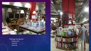 Mélange des genres :
- Restaurant
- Librairie
- Epicerie
 