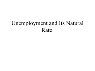 Unemployment and Its Natural
Rate

 