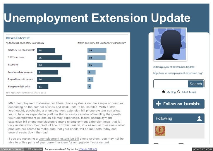 Changes in the Unemployment Extension Update