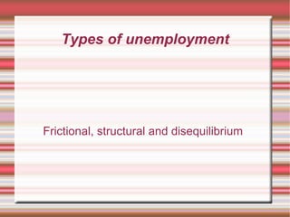Types of unemployment




Frictional, structural and disequilibrium
 