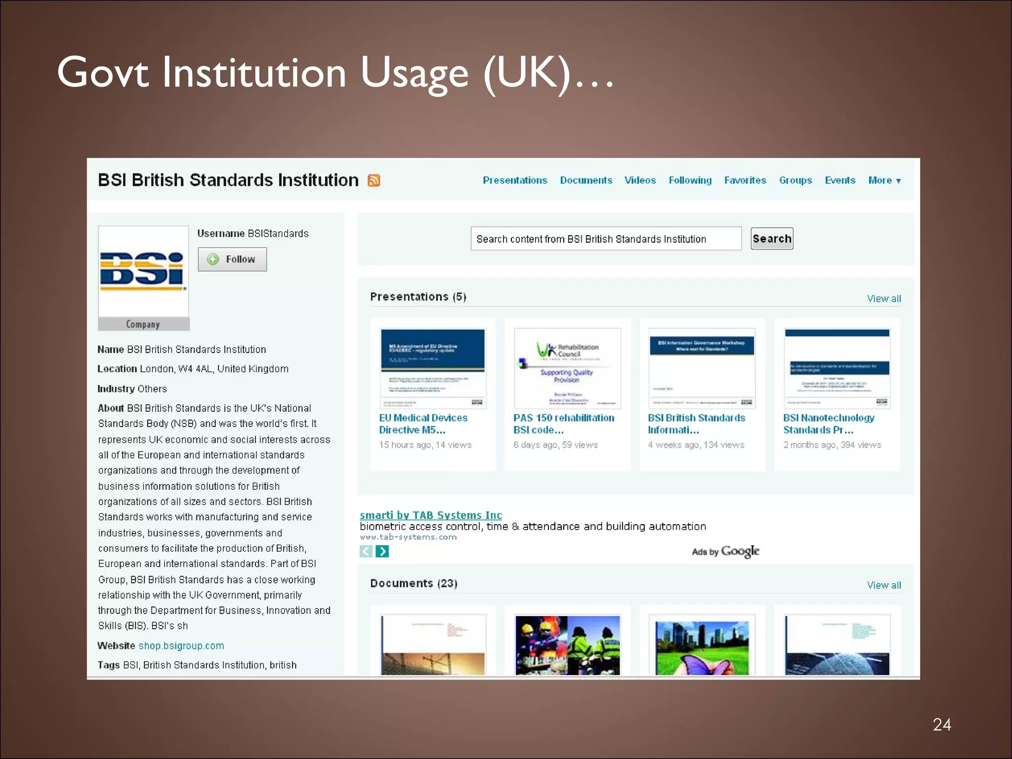 Govt Institution Usage (UK)… 