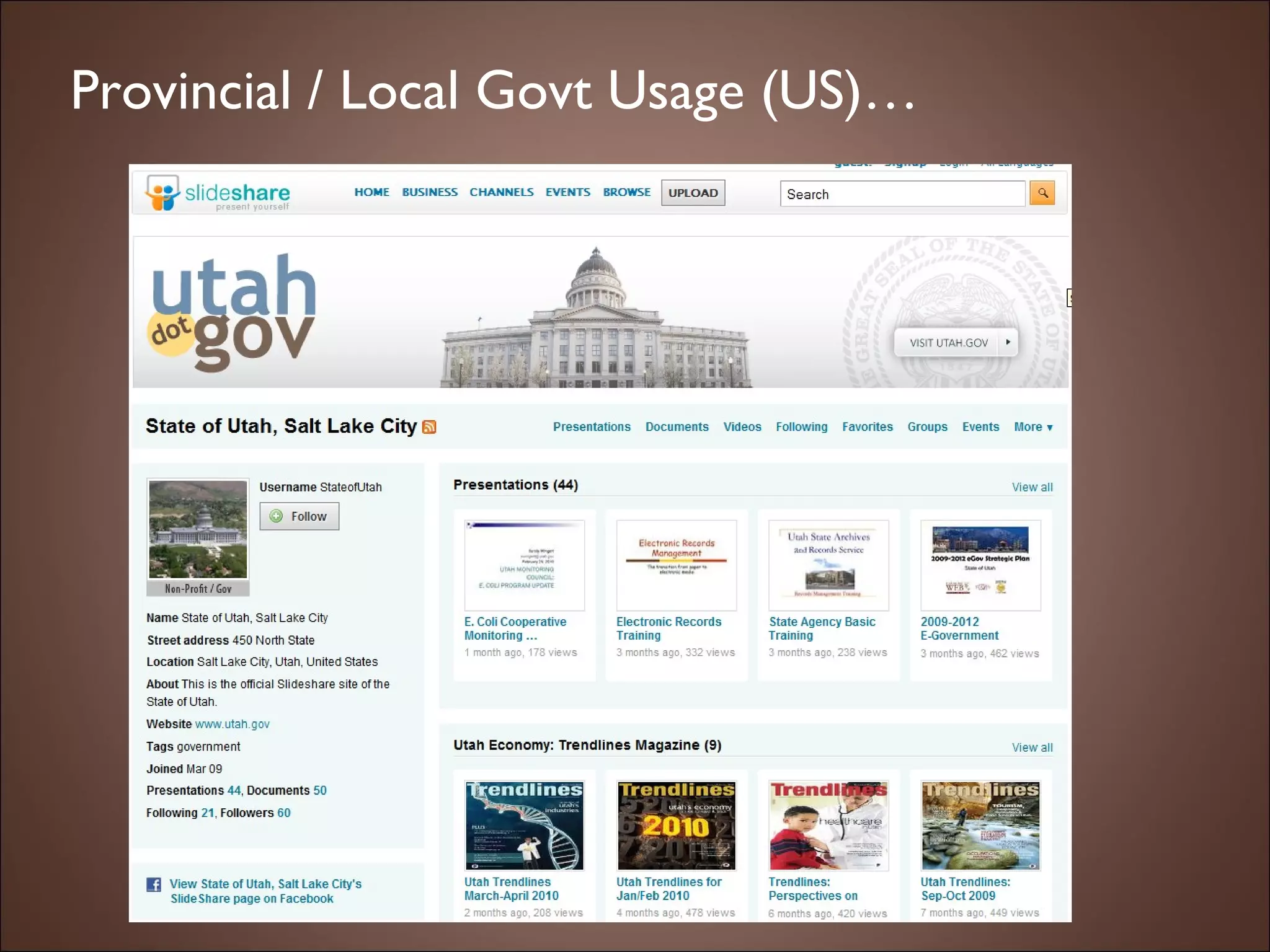 Provincial / Local Govt Usage (US)… 