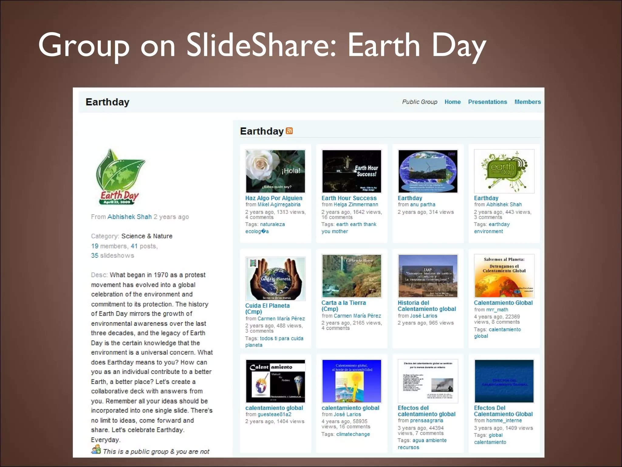 Group on SlideShare: Earth Day 