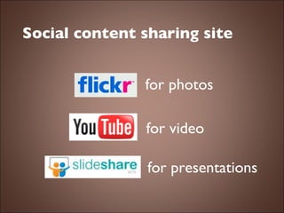 Social content sharing site for photos for video for presentations 