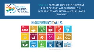 SDG 12.7 PROMOTE PUBLIC PROCUREMENT
PRACTICES THAT ARE SUSTAINABLE, IN
ACCORDANCE WITH NATIONAL POLICIES AND
PRIORITIES
 