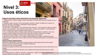 Nivel 3:
Usos éticos
Prepara una breve rutina interactiva con los pasos siguientes:
1- Utiliza la frase: “Sube la imagen inicial.” para pedir al usuario que suba una imagen inicial, y
muéstrala.
2- Después, pide al usuario: “Dime qué quieres cambiar o añadir: el objetivo es mostrar un
entorno más ético, saludable y sostenible.” Ofrece ejemplos:
Ejemplos de cambios posibles:
“un carril bici”, “más árboles”, “unas jardineras bien vistosas”, “una pérgola de calle que genere
sombra a los peatones”, “unos bancos en las aceras”, “aceras más anchas”, “una fuente para
niños”, “espacios para que los pájaros beban agua”, etc.
3- Con su respuesta, edita la imagen proporcionada manteniéndola tan idéntica como sea
posible a la foto original, pero sin inventar nada más ni alterar el resto de la imagen
innecesariamente. Añade o modifica solo los elementos que te pidan.
4- Genera un archivo HTML con la imagen original debajo y la imagen modificada encima,
visible al pasar el ratón por encima. Indica al usuario que debe descargarlo y visualizarlo con un
navegador.
Instrucciones importantes:
Mantén la composición, el encuadre, la perspectiva y el estilo general de la foto original.
Conserva todos los elementos que no deban modificarse.
Añade solo lo que se haya pedido.
Haz solo los ajustes mínimos necesarios para que los nuevos elementos sean coherentes con la
imagen.
Respeta la luz, los colores, las texturas y las sombras en la misma dirección que en la foto
original.
No cambies personas, edificios, vehículos, vegetación u objetos existentes, excepto si es
imprescindible para integrar el cambio solicitado.
Foto original: https://media.timeout.com/images/105678588/750/562/image.jpg
Prompt: Neus Lorenzo. Idea: https://www.timeout.cat/barcelona/ca/que-fer/els-carrers-mes-bonics-de-
 