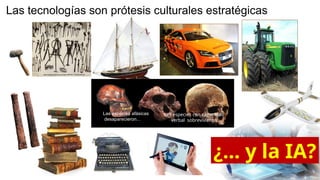 http://www.pinterest.com/pin/387591111654234215/
Las especies afásicas
desaparecieron...
Les especies con capacidad
verbal sobrevivieron
Las tecnologías son prótesis culturales estratégicas
¿… y la IA?
 