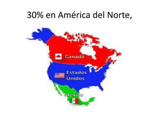 30% en América del Norte, 
 
