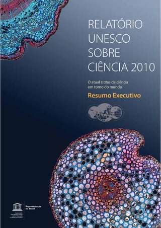 1
RELATÓRIO
UNESCO
SOBRE
CIÊNCIA 2010
Resumo Executivo
O atual status da ciência
em torno do mundo
Organização
das Nações Unidas
para a Educação,
a Ciência e a Cultura
Representação
no Brasil
 